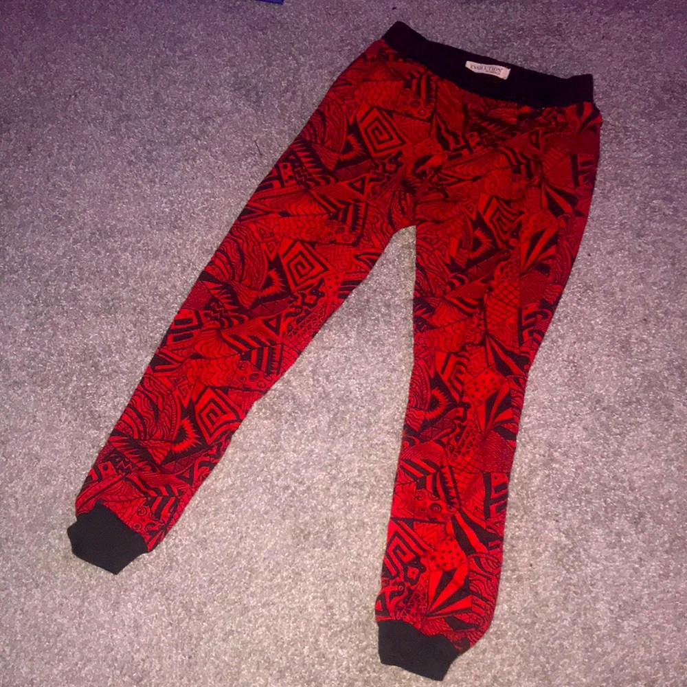 ‼️FASHION PATTERN RED MENS SWEATPANTS. Size Large ❗️